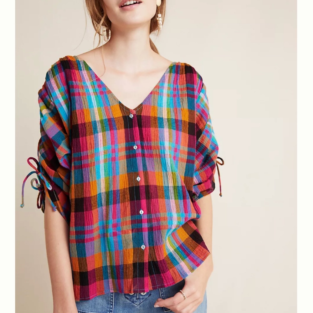 NWOT Maeve by Anthropologie Amelia Plaid Top Sz S